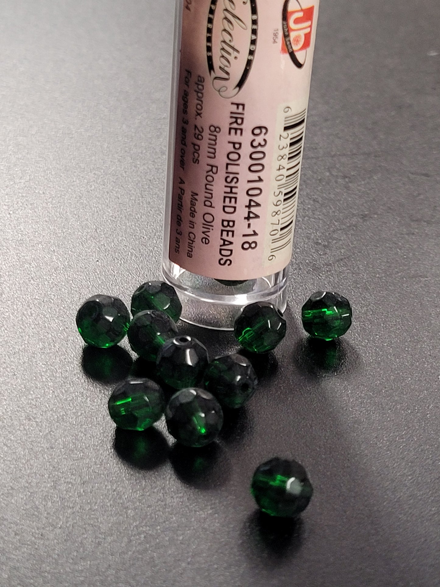 Fire Polished Beads 8mm Round Olive