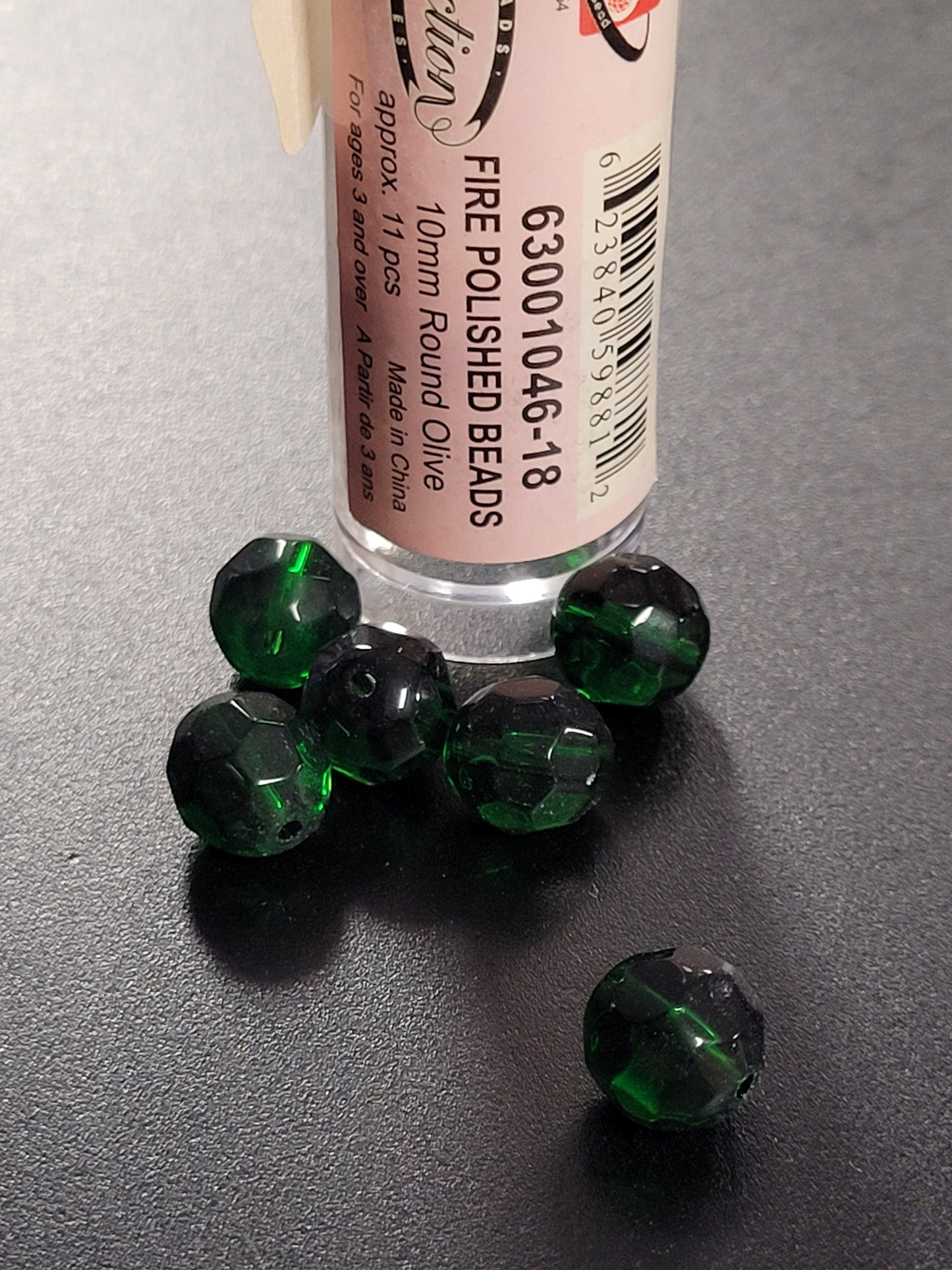 Fire Polished Beads 10mm Round Olive