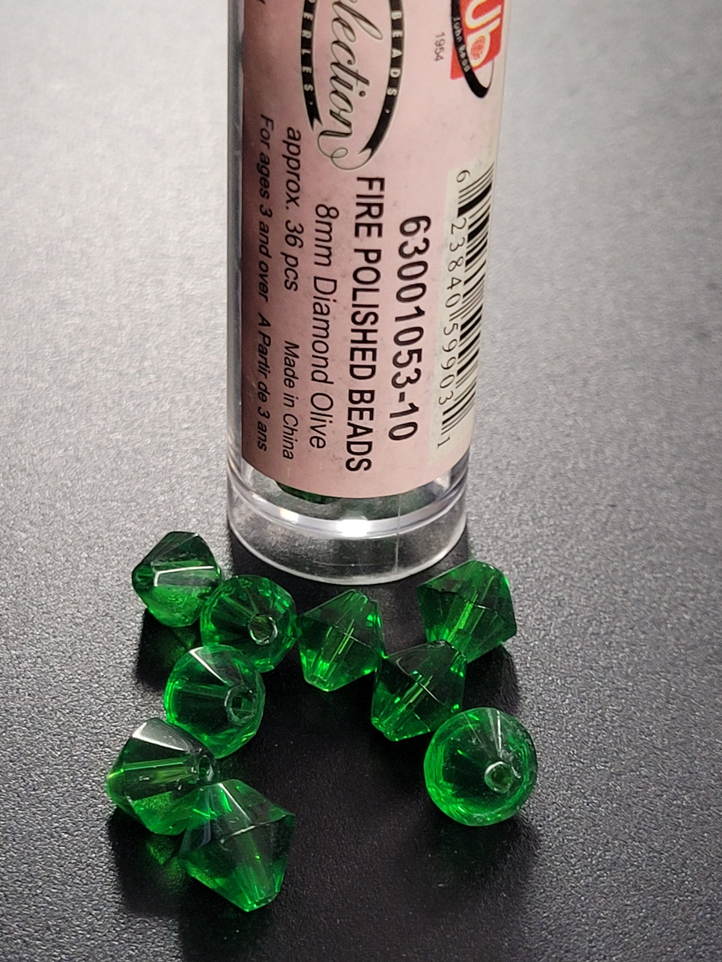 Fire Polished Beads 8mm Diamond Olive