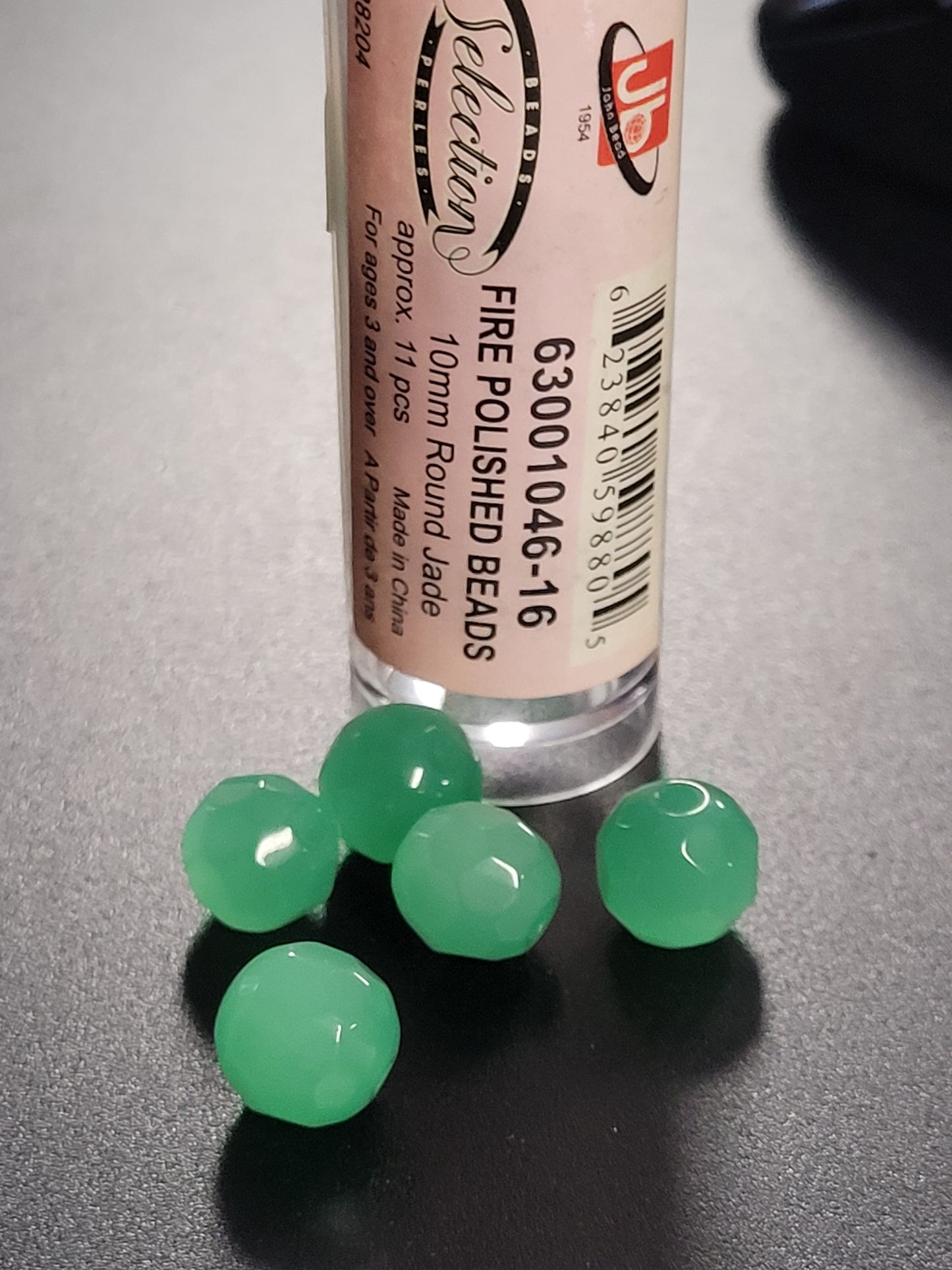 Fire Polished Beads 10mm Round Jade