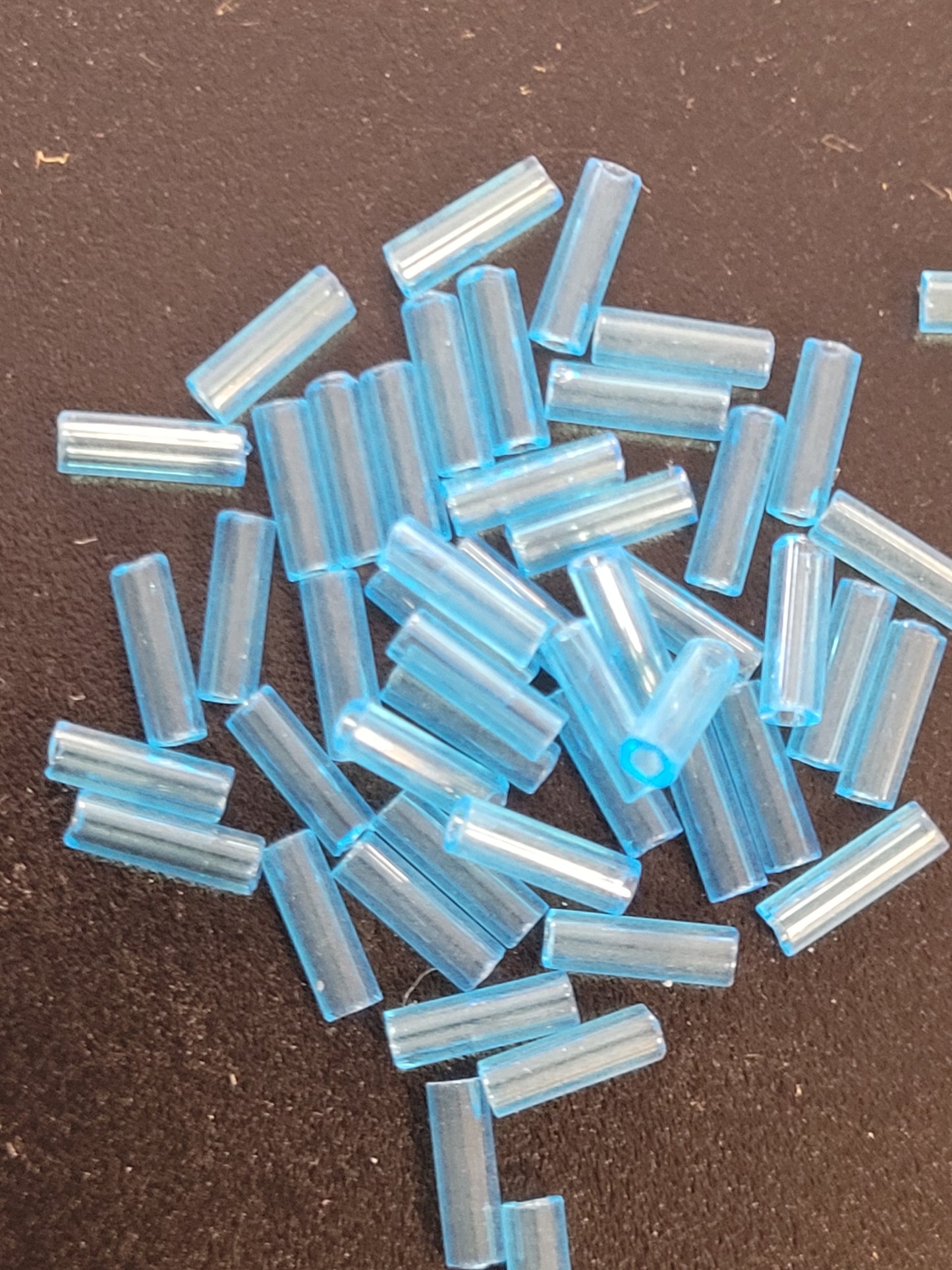 Transparent Blue Bugle Beads Bag