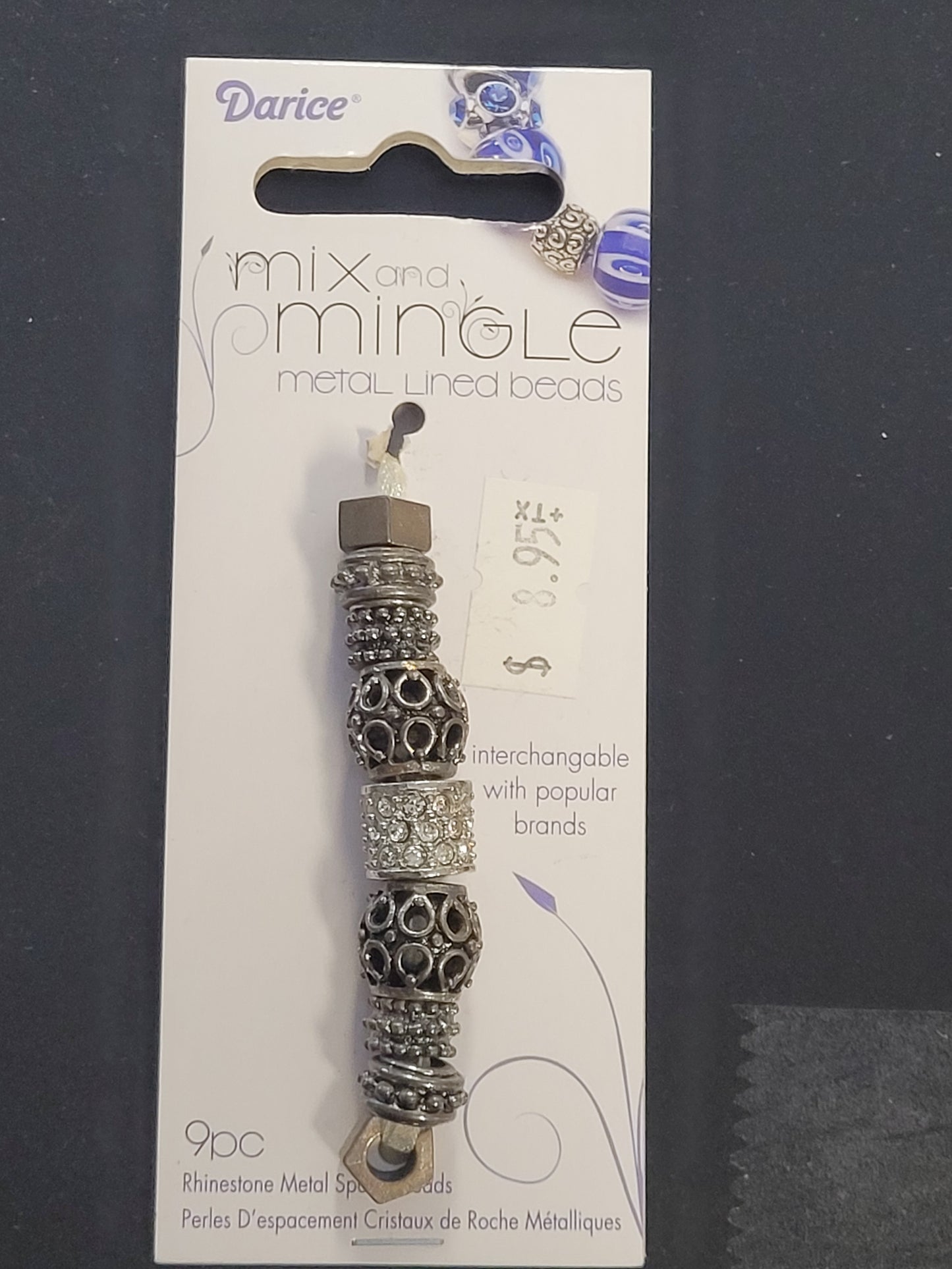 Darice Mix and Mingle Glass Lined Metal Beads, Crystal