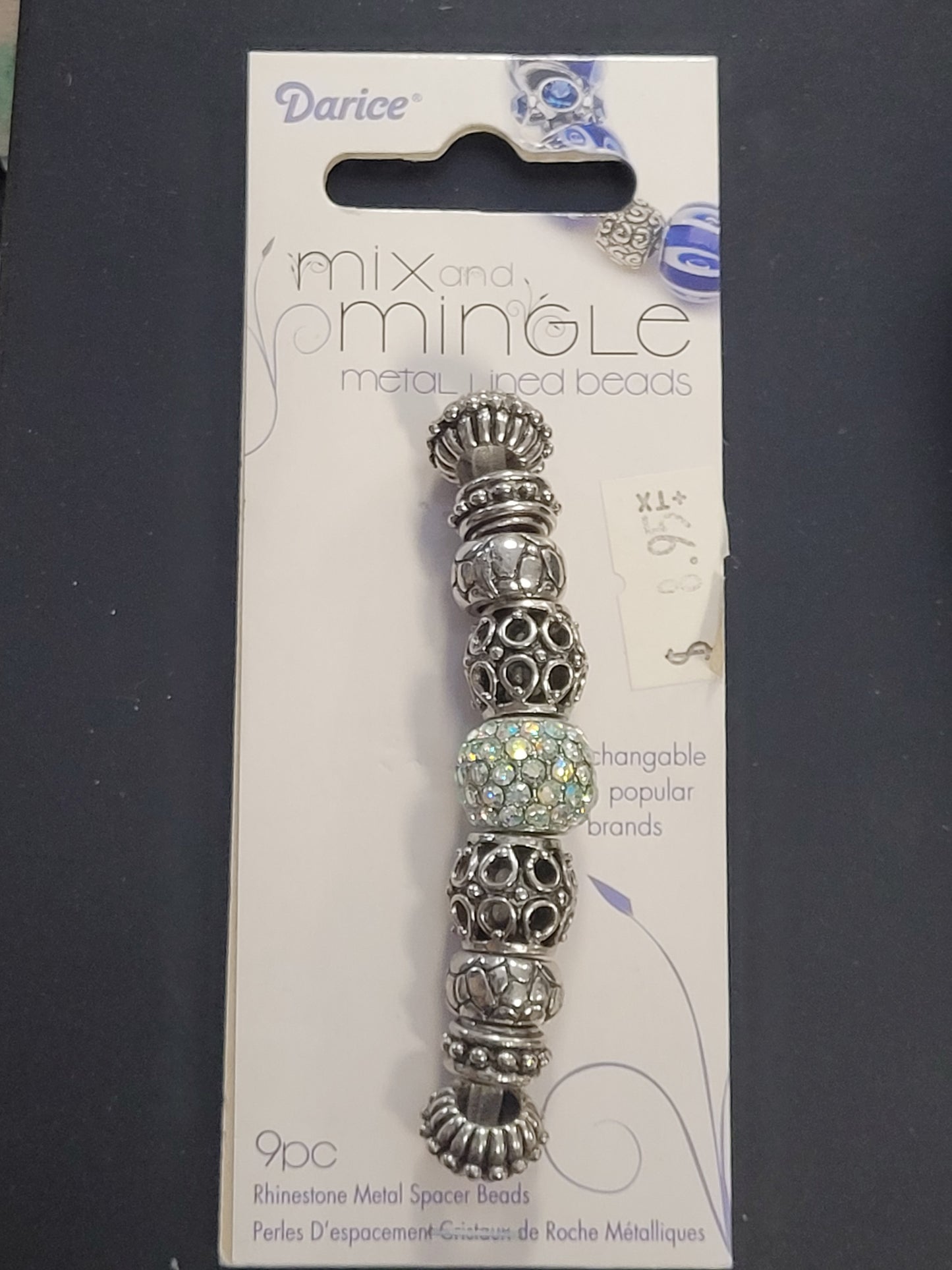 Darice Mix and Mingle Glass Lined Metal Beads, Crystal AB