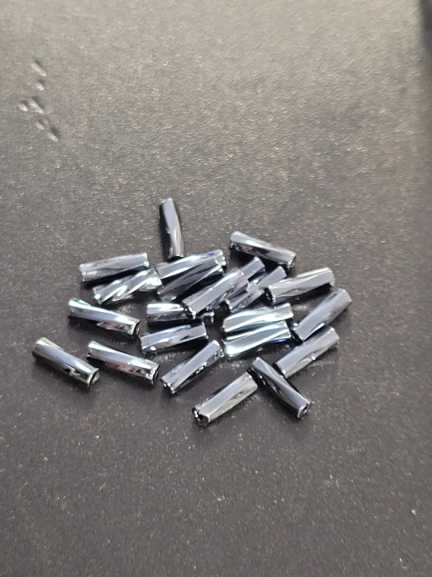 Hematite Gunmetal Bugle Beads Vial