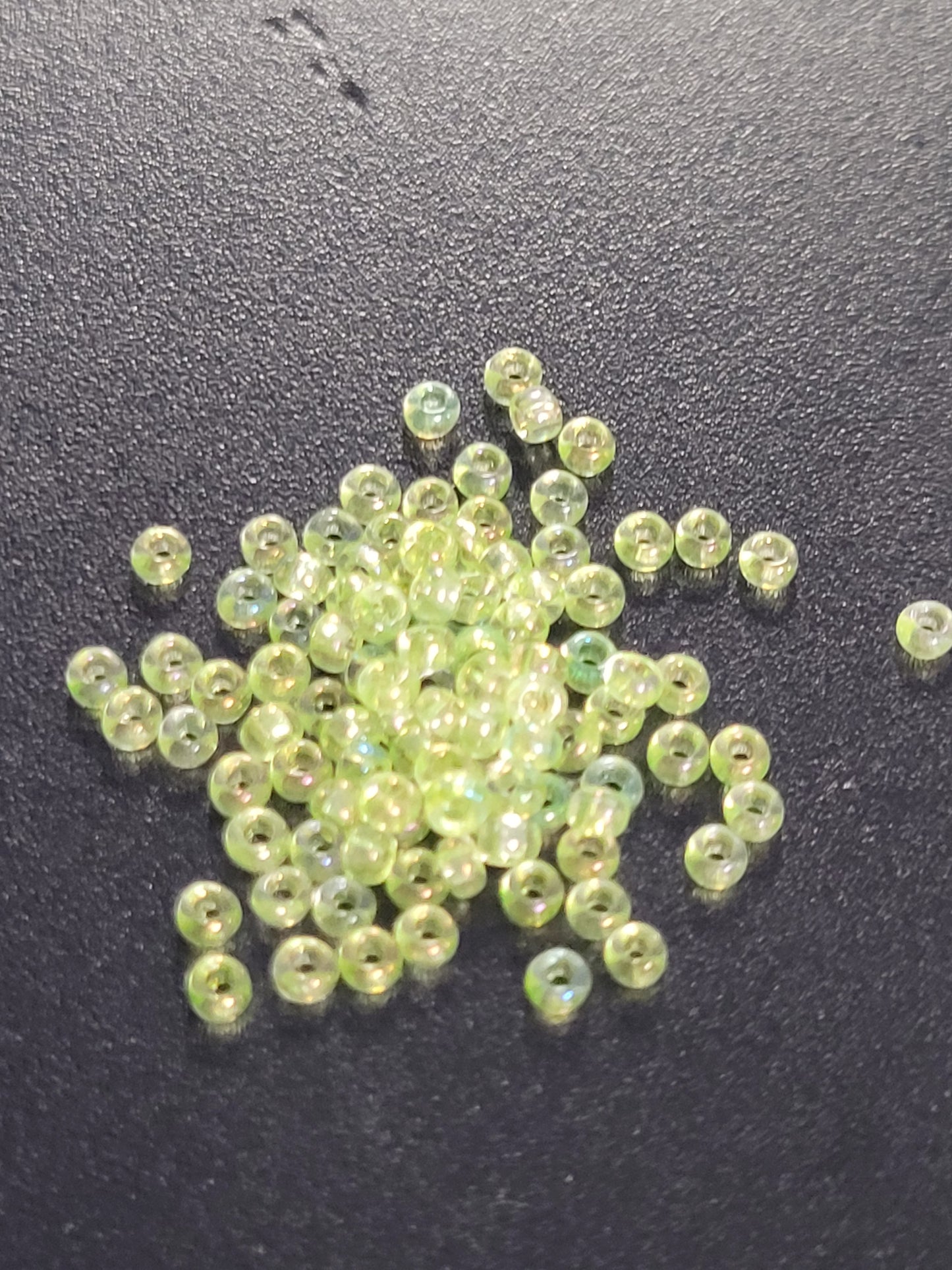 Transparent Iridescent Light Green Seedbeads