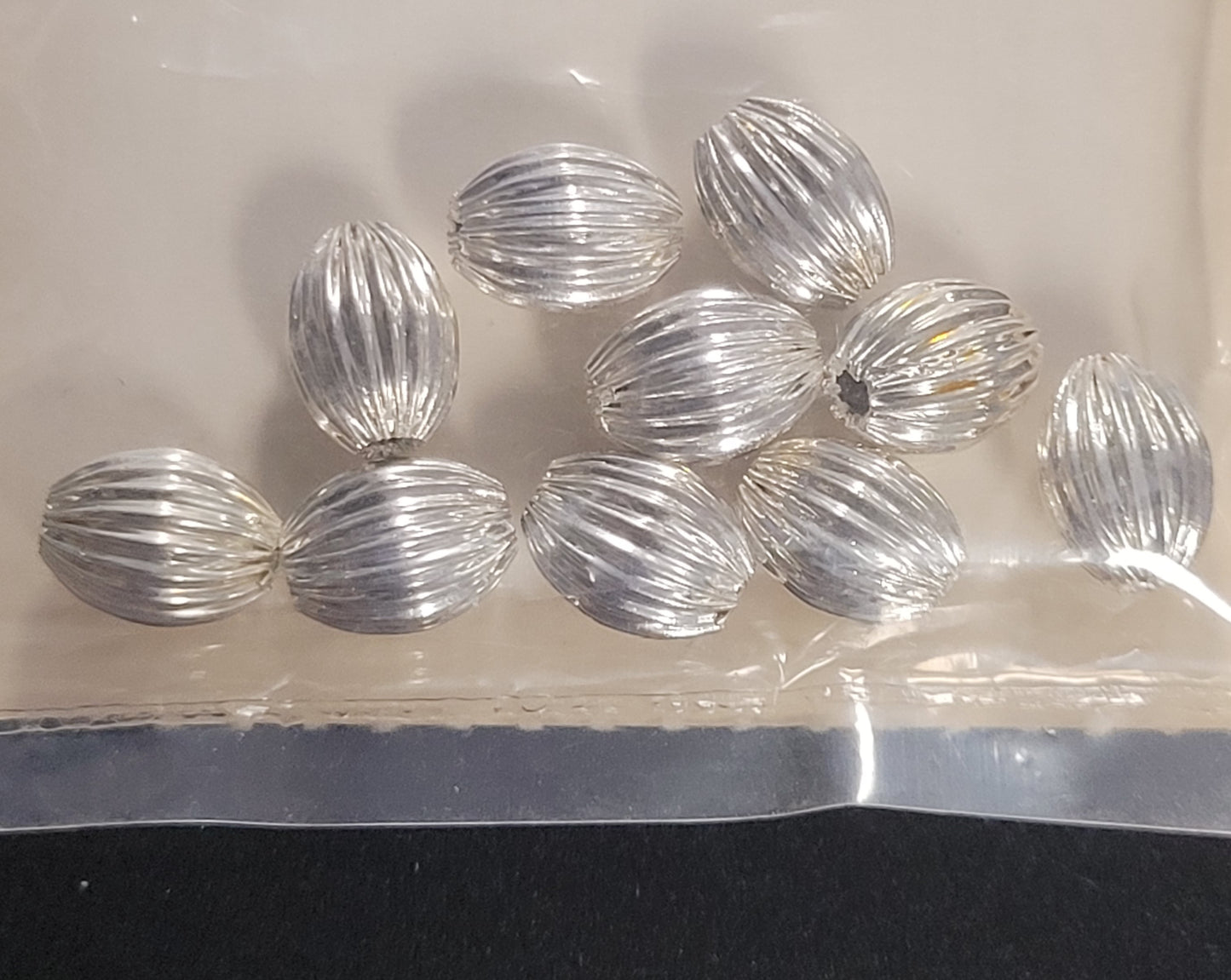 METAL BEAD 9x5mm Fancy Bead SILVER L/F N/F