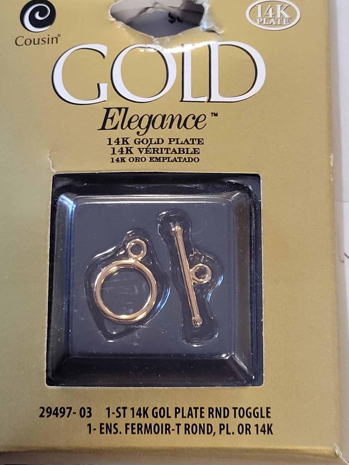 14k Gold Plate Round Toggle