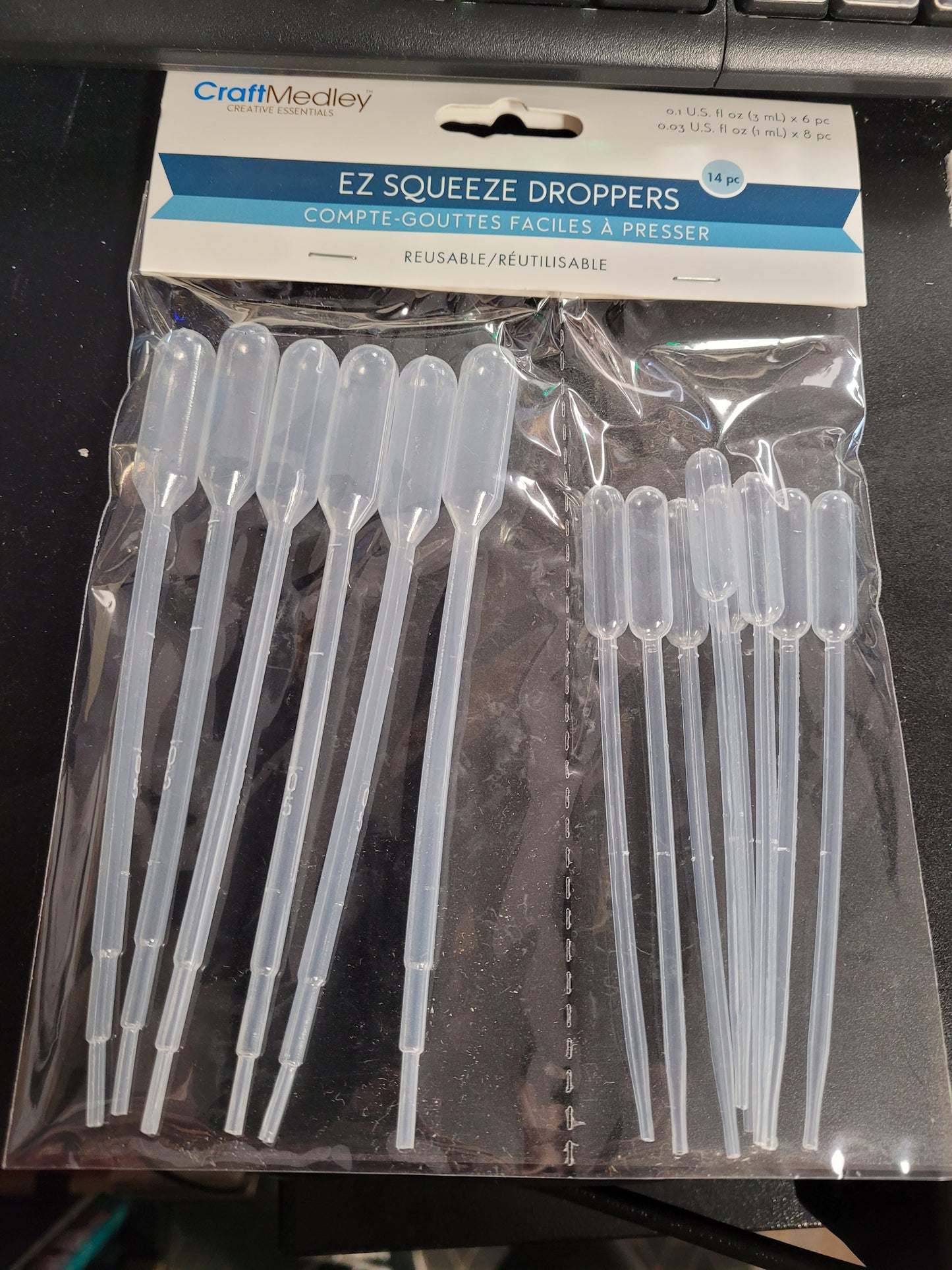 Plastic Bottles: Squeezable Droppers 3ml x6 +1ml x8 14/pk