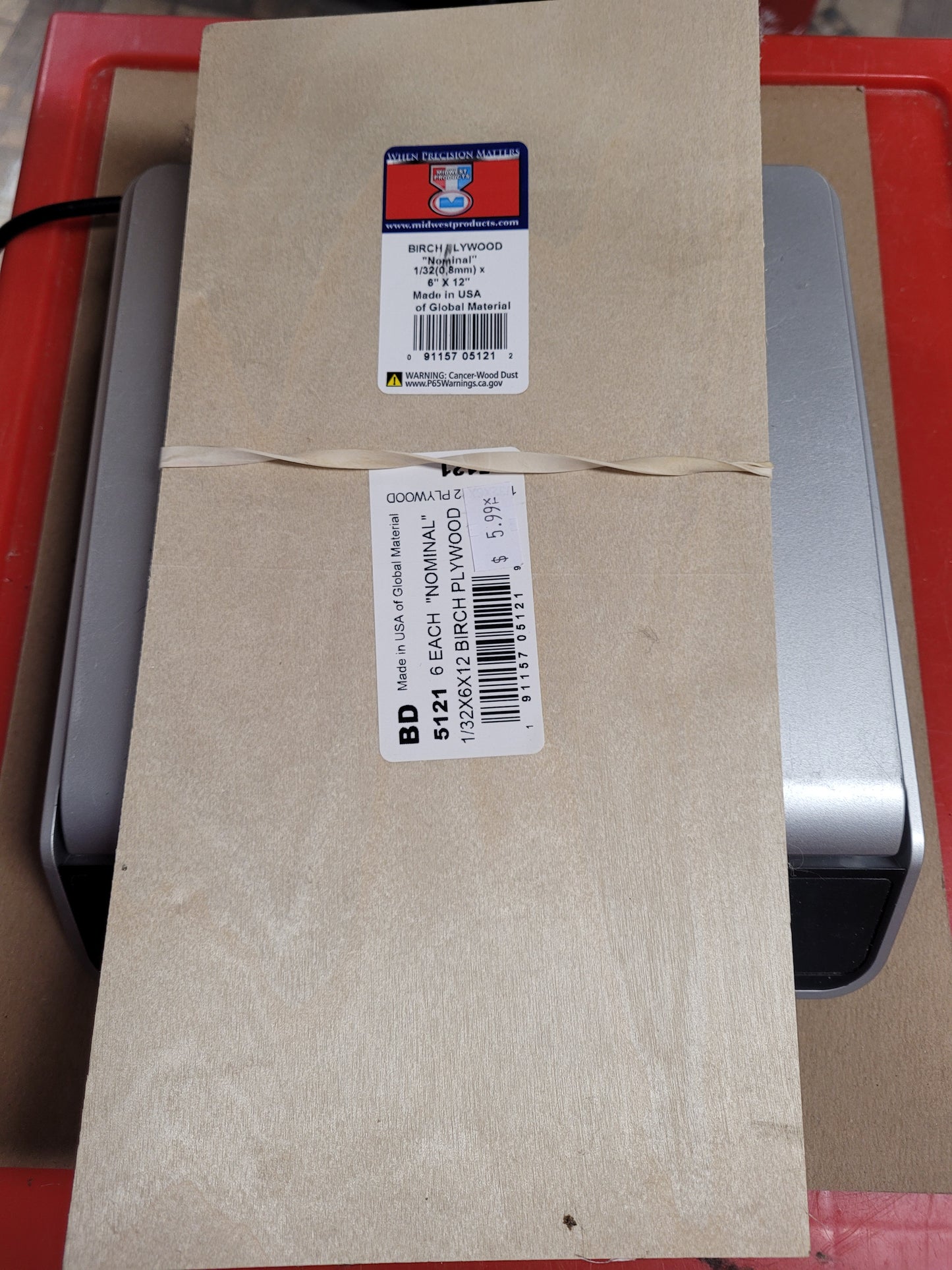 5121 Birch Plywood 1/32"x 6" x 12"