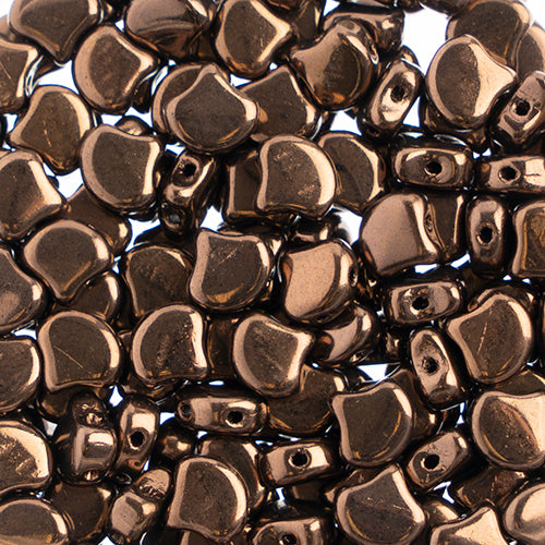 Czech Ginkgo Leaf Bead 7.5mm Jet/Dark Bronze