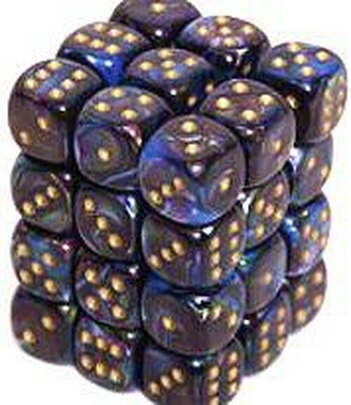 CHX Festive Dice: Shadow w/ Gold 12mm d6 Block (36ct) 27899