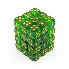 CHX Festive Dice: Maple Green w/ Yellow 12mm d6 Block (36ct) 27965