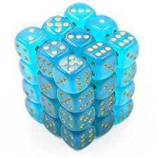 CHX Festive Dice: Teal w/ Gold 12mm d6 Block (36ct) 27985