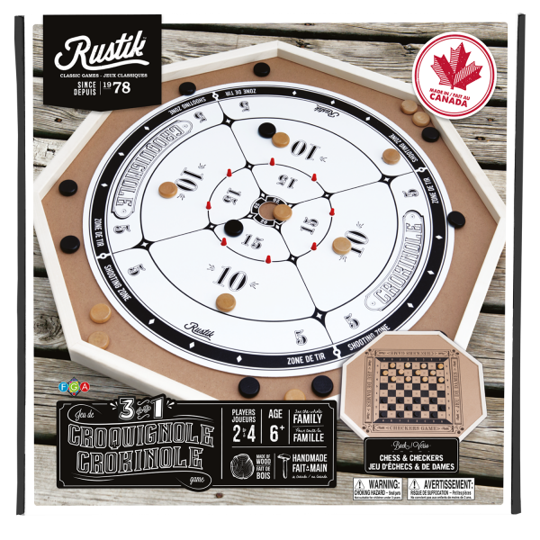 Rustik Crokinole / Chess / Checkers 3-in-1