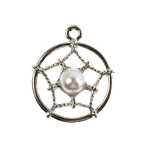 PENDANT DREAM CATCHER W/CRYSTL BEAD NICKEL