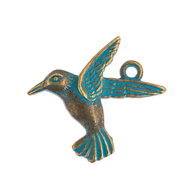 Metal Pendant-Bird 18x20mm Patina Finish