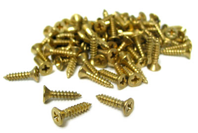 #3 X 1/4" Brass Plated Flat Head Screw