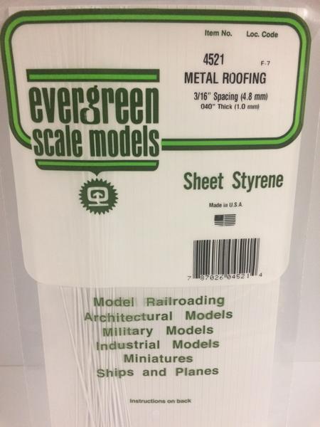 4521 - .040" X .1875 OPAQUE WHITE POLYSTYRENE STANDING SEAM ROOFING