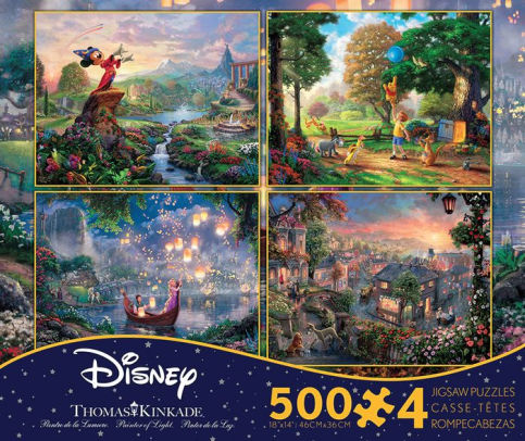 Ceaco Thomas Kinkade Disney 4 in 1 Puzzle Set (500 Pieces) 3666-1