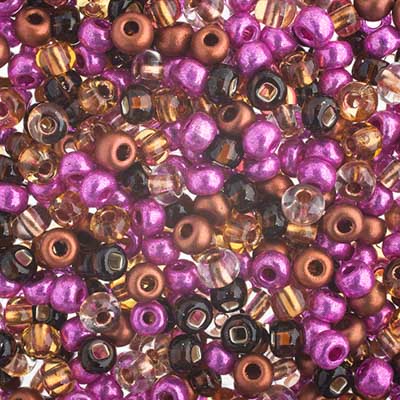 Czech Seed Beads apx 24g Vial 6/0 Hot Pink/Copper Mix