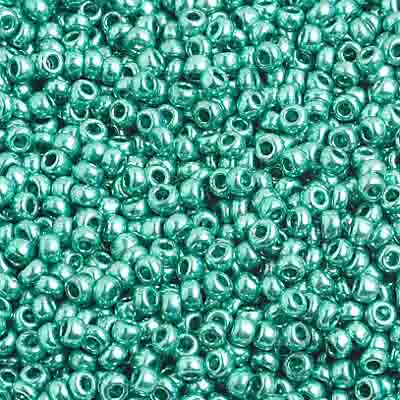 Czech Seed Bead 10/0 Metallic Green Strung