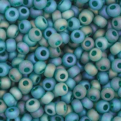 Czech Seed Bead 11/0 Transparent Teal AB Matt apx23g
