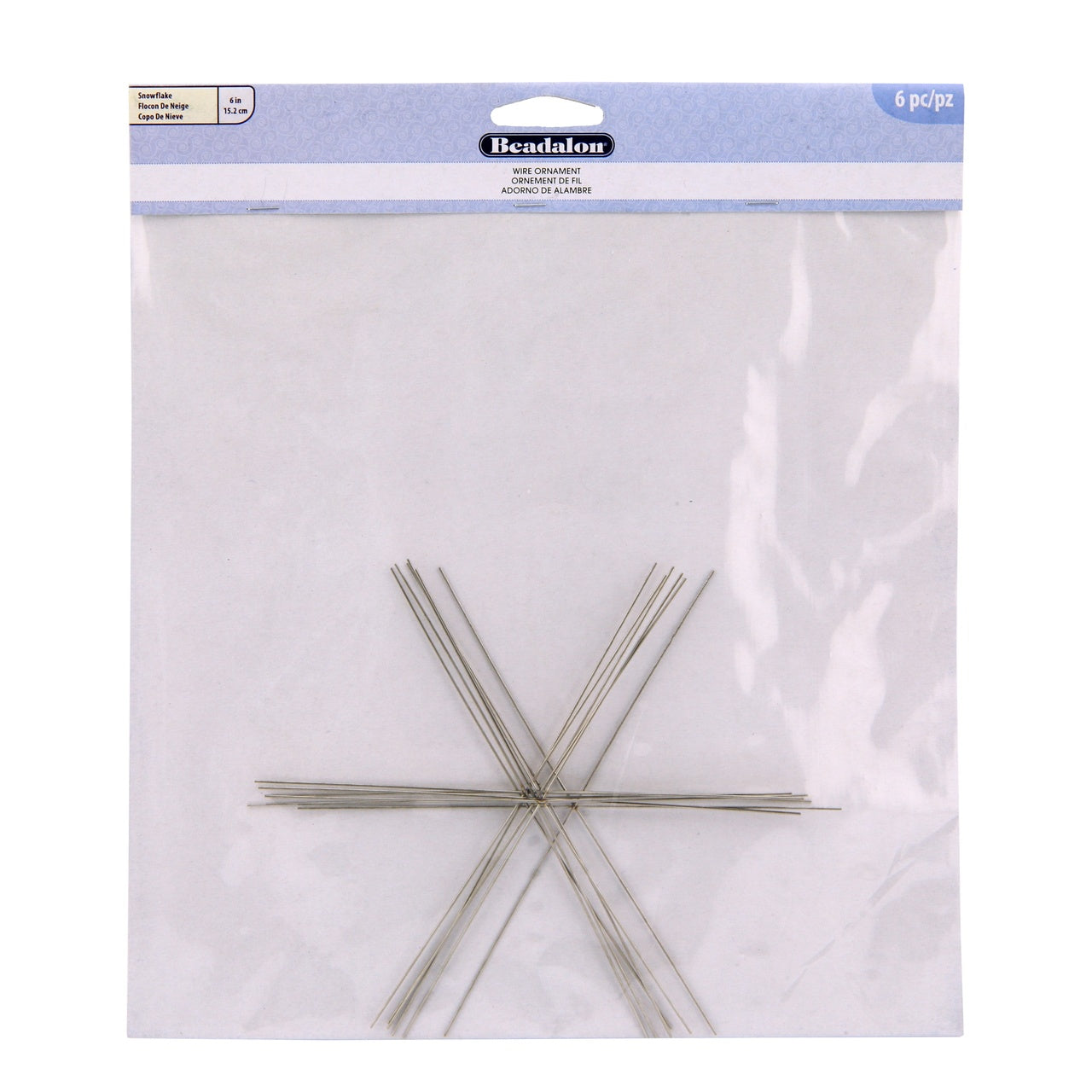 Beadalon Ornament Wire Form 6" 0.8mm Diameter 6/Pkg Snowflake