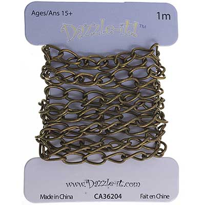 Dazzle-it Curb Chain 7x4mm Antique Brass 1m /Card