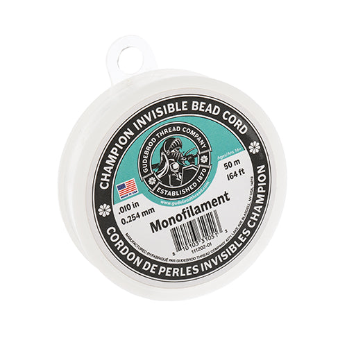Gudebrod Champion Invisible Bead Cord Monofilament .010in (0.254mm) diameter 50m (164ft)