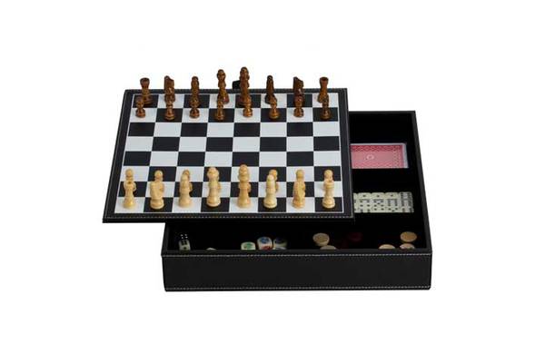 7 In 1 Black Leatherette Game Set