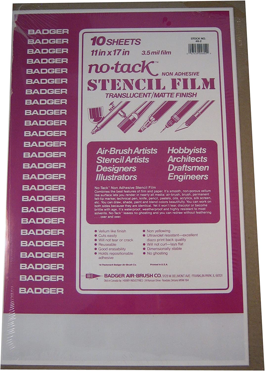 Badger Air-Brush Co. 46-2 Stencil Film 11x17 10 sheets