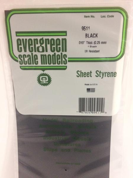 9511 - .010" (.25MM) PLAIN OPAQUE BLACK POLYSTYRENE SHEET