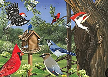 Cobble Hill Around the Birdfeeder Tray Puzzle 35 pc