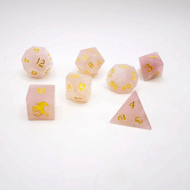 Rose Quartz 7pc Stone Dice