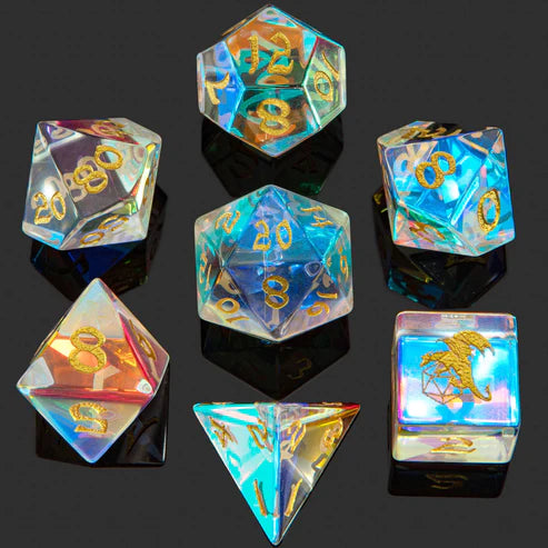 Prismatic Crystal K9 Stone Dice Set 7 Pieces Full Set