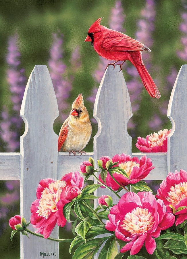 Cardinals and Peonies 1000 pc