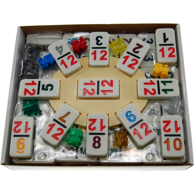 DOMINOES - DBL 12 'COLOR DOT' ( 91 Tiles + MEXICAN TRAIN Hub & Markers )