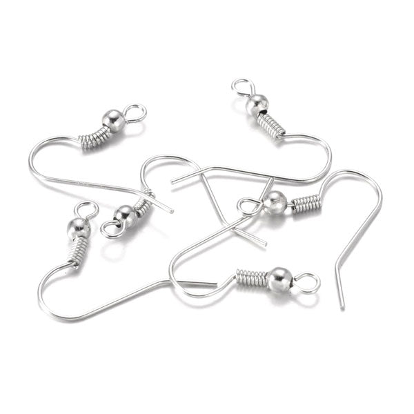 Fishhook Earrings - Silver Plated 18mm - 30pc