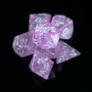 Lilac & Silver Leaf Wedding Dice – 7 Piece Set