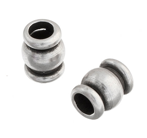 METAL BEAD 4x5x2mm FANCY TUBE ANTIQUE SILVER L/F N/F