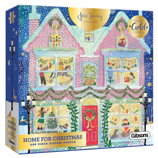 HOME FOR CHRISTMAS - GOLD FOILED EDITION 500 PIECE CHRISTMAS JIGSAW PUZZLE