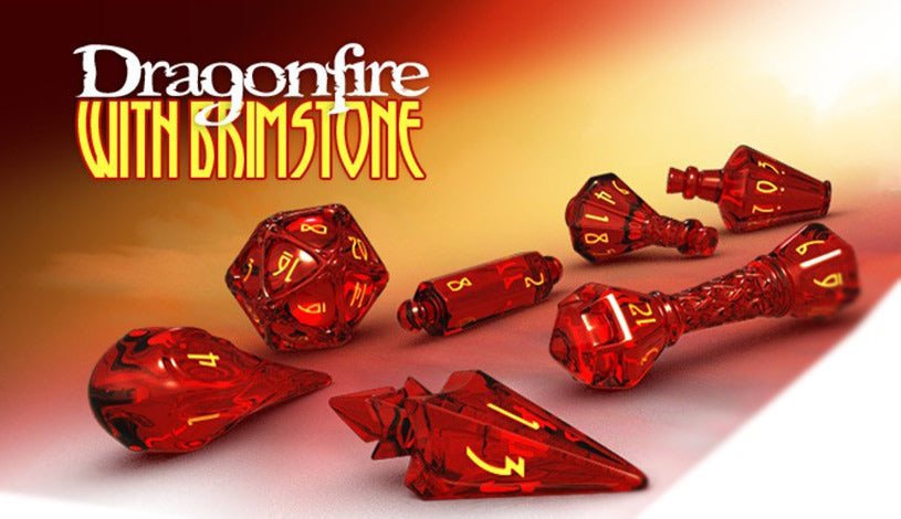 POLYHERO DICE - WIZARD SET - DRAGONFIRE & BRIMSTONE