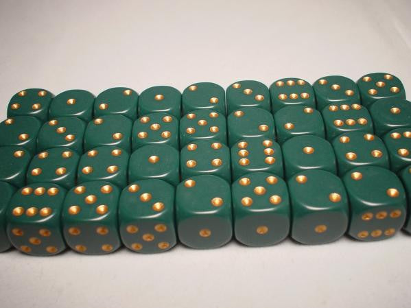 Chessex (25815): OPAQUE 36D6 DUSTY GREEN/COPPER 12MM
