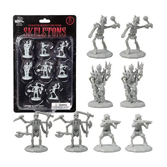 MONSTER MINIATURE FIGURE SET UNPAINTED Skeletons 8pk