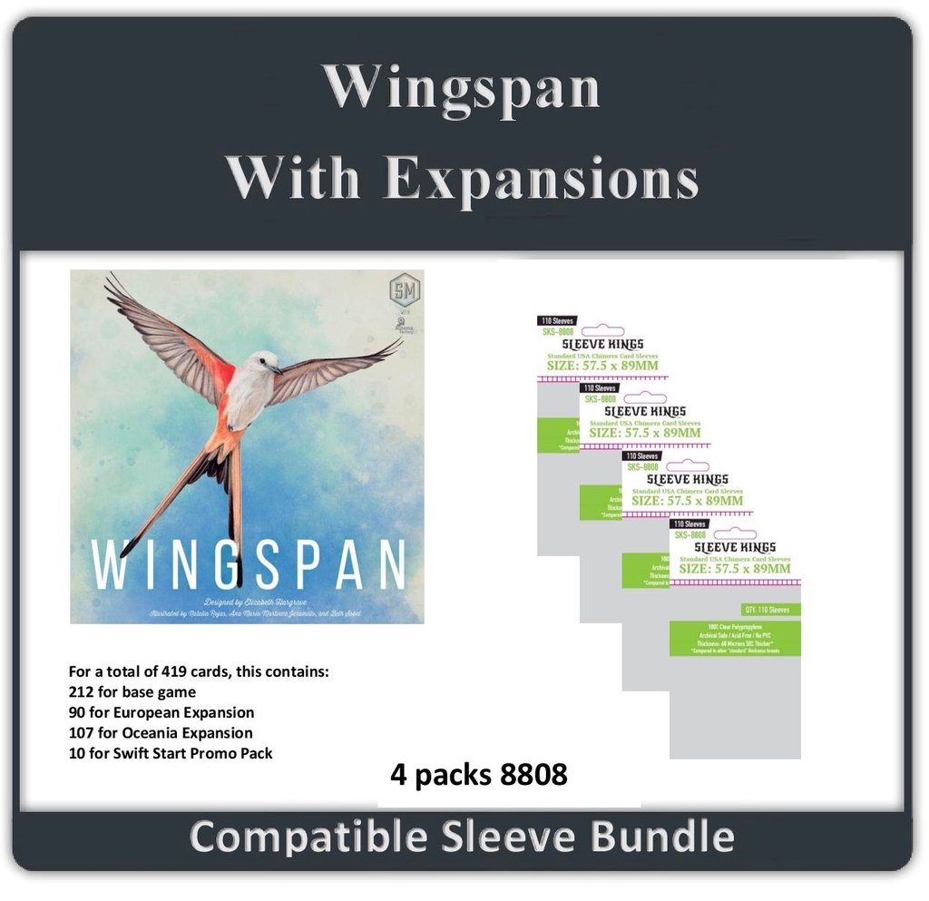 "Wingspan + All Expansions" Compatible Sleeve Bundle (8808 X 4)