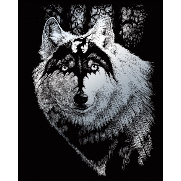 Dragon Wolf Mini Silver Foil Engraving Art Kit, 5 x 7