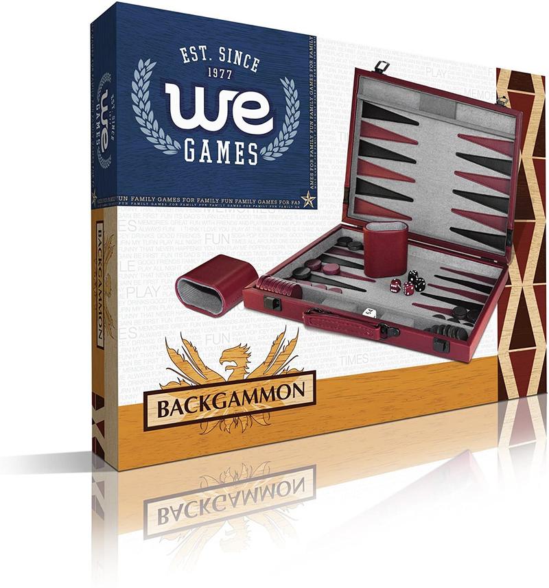 WE GAMES BURGUNDY BACKGAMMON - 15" INCH