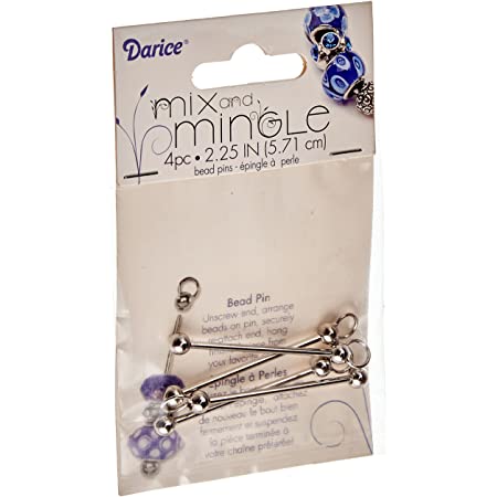 Darice Embossing Template 2-1 / 2-Inch Sterling Silver Bead Pins, Set of 4