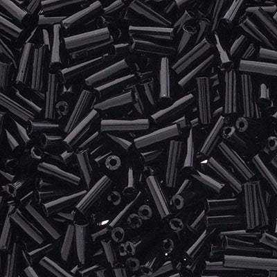 Opaque Jet Black Bugle Beads Vial