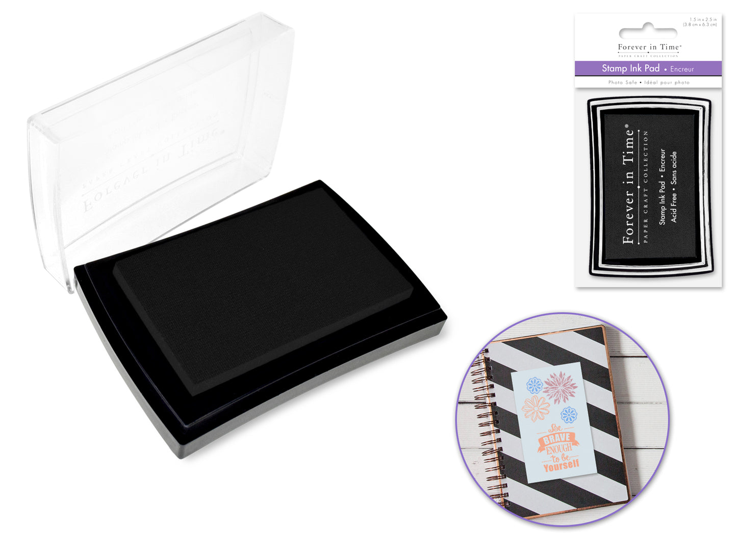 Stamp Ink Pad: 1.5"x2.5" Pigment Solid Color AcidFree